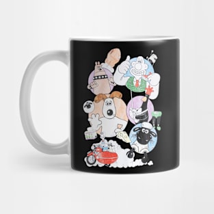 Wallace And Gromit Back Print Grey Marl Mug